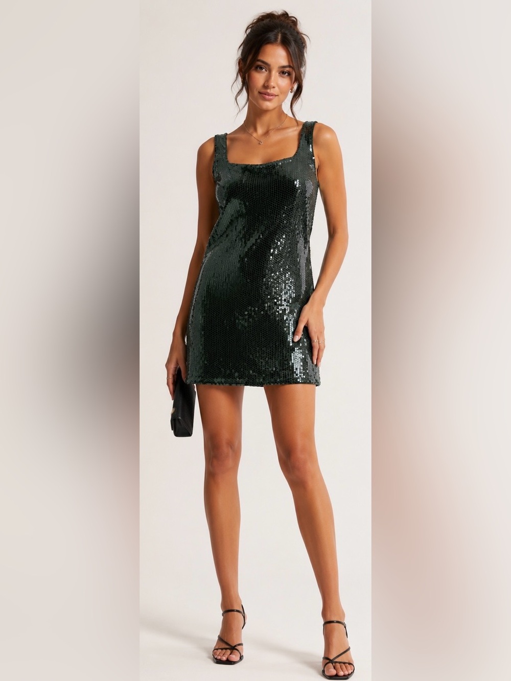 EUC Abercrombie & Fitch Dark Green Sequin Mini Sleeveless Party Dress